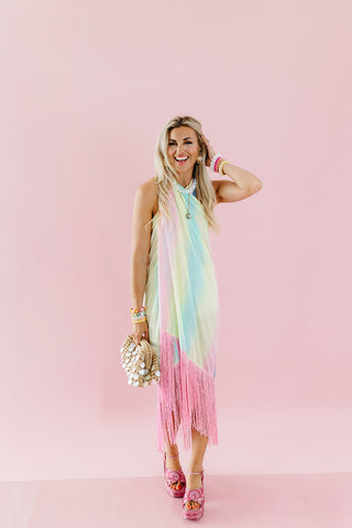 Watercolor Ruby Fringe Sarong