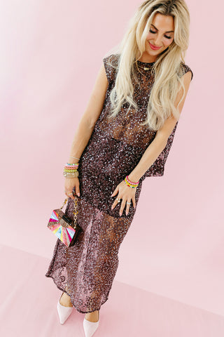 Nikole Floral Sequin Sheer Top
