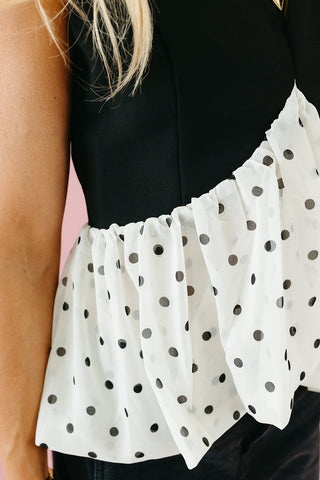 Lisa Polka Dot Peplum Top