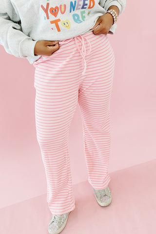 Nora Stripe Knit Pants in Ballet/Pink
