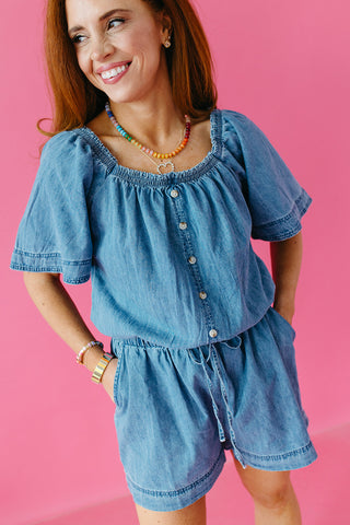 Cora Denim Romper