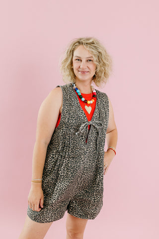 Tawnie Leopard Denim Romper