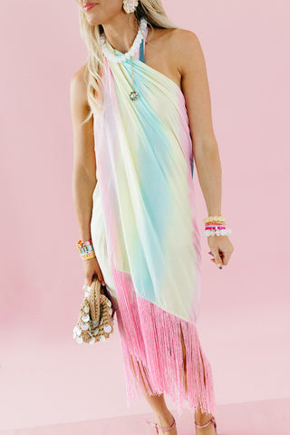 Watercolor Ruby Fringe Sarong
