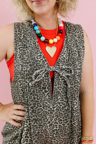Tawnie Leopard Denim Romper