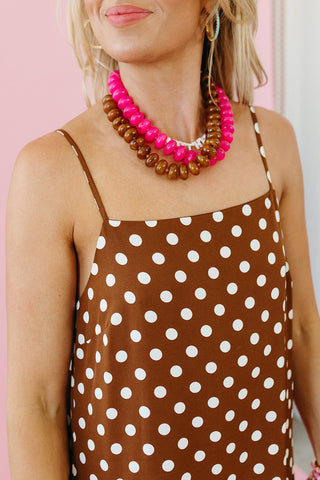 Josie Midi Dress in Chestnut/White
