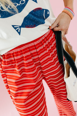 Reed Stripe Lounge Pants in Red/White