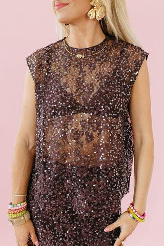 Nikole Floral Sequin Sheer Top