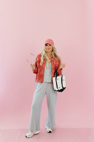 Heather Cardigan + Wide Leg Pant Set in Grey
