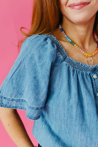 Cora Denim Romper