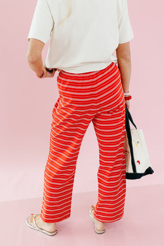 Reed Stripe Lounge Pants in Red/White