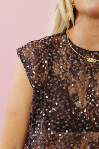 Nikole Floral Sequin Sheer Top