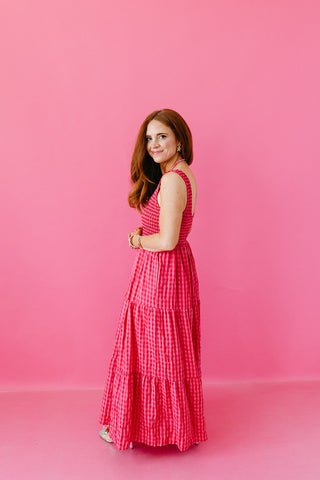 Ivy Smocked Gingham Midi Dress