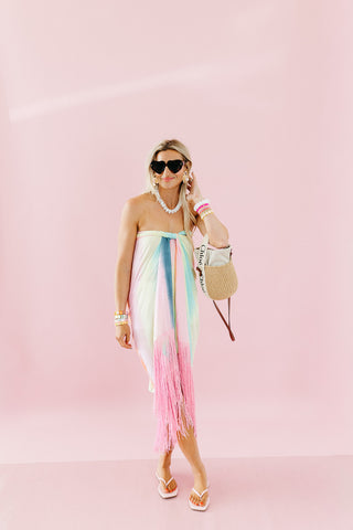 Watercolor Ruby Fringe Sarong