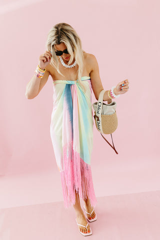 Watercolor Ruby Fringe Sarong