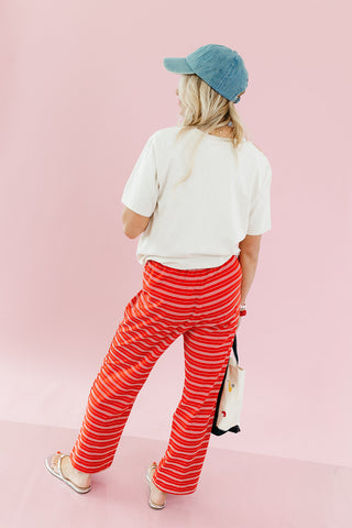 Reed Stripe Lounge Pants in Red/White