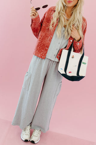 Heather Cardigan + Wide Leg Pant Set in Grey