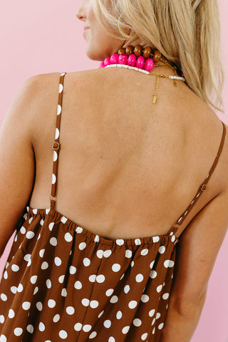 Josie Midi Dress in Chestnut/White