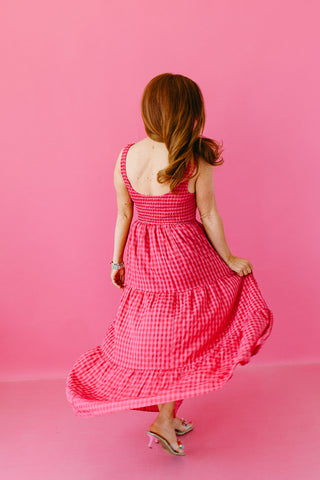 Ivy Smocked Gingham Midi Dress