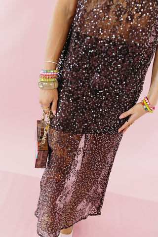 Nikole Floral Sequin Midi Skirt