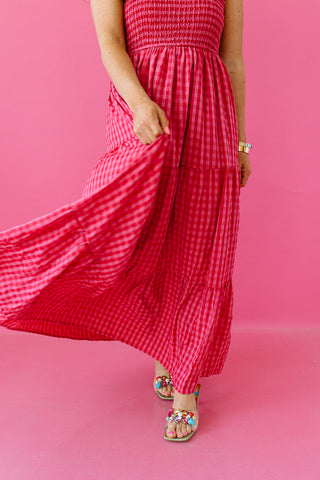 Ivy Smocked Gingham Midi Dress