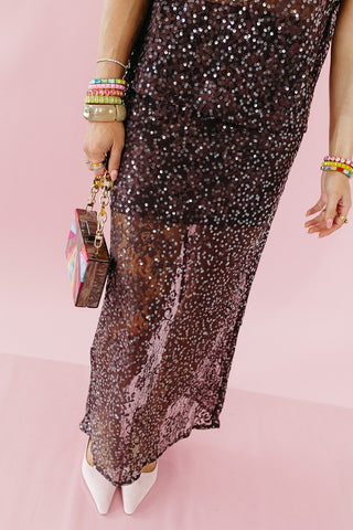 Nikole Floral Sequin Midi Skirt