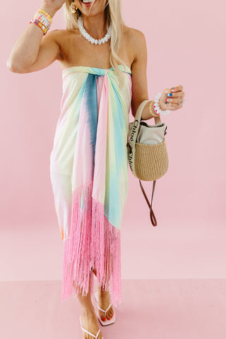Watercolor Ruby Fringe Sarong