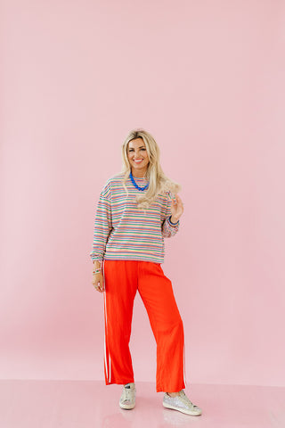 Sammie Multi Colored Pullover in Pink/Cobalt