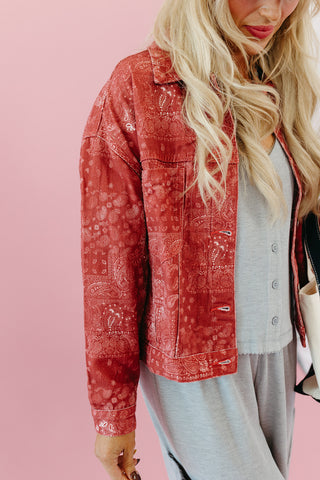 Brylie Paisley Printed Jacket in Red