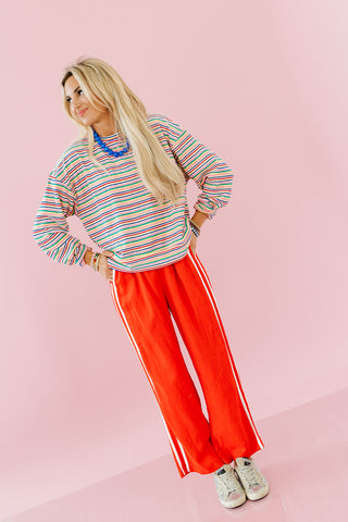 Sammie Multi Colored Pullover in Pink/Cobalt