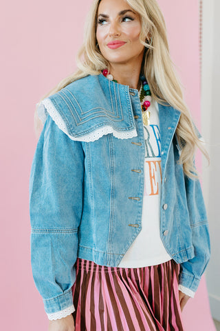 Kori Pintuck Collar Denim Jacket