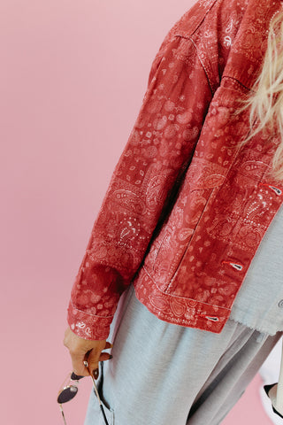 Brylie Paisley Printed Jacket in Red