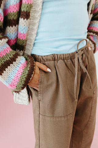Laney Drawstring Barrel Denim in Choco