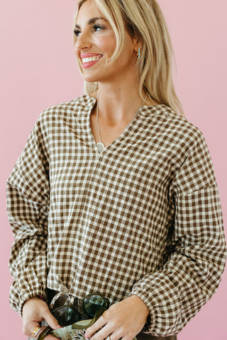 Holly Gingham Drawstring Blouse