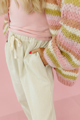Thea Plaid Pants in Mint/Cream