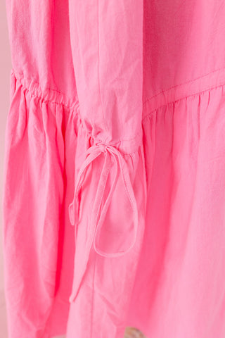 Maggie Asymmetric Hem Midi Dress in Bubblegum