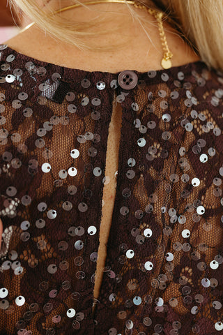 Nikole Floral Sequin Sheer Top