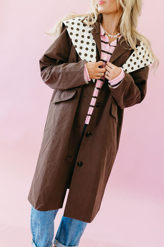 Colette Trench Coat with Polka Dot Contrast