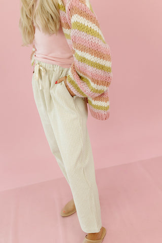 Thea Plaid Pants in Mint/Cream