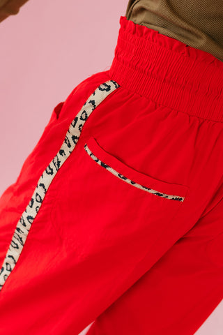Ellie Cheetah Side-Striped Pants in Red