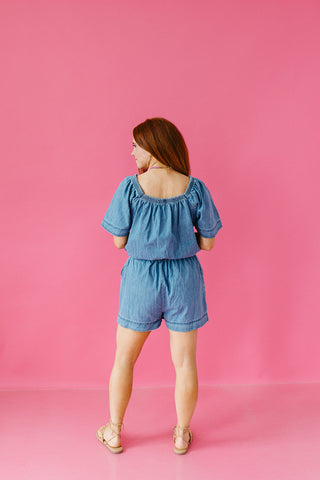 Cora Denim Romper