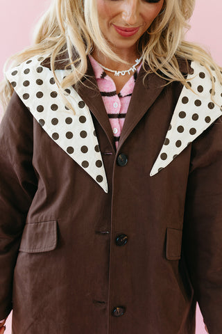 Colette Trench Coat with Polka Dot Contrast