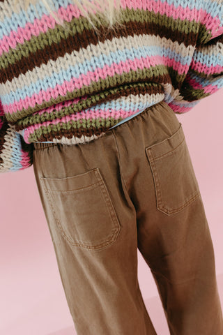 Laney Drawstring Barrel Denim in Choco