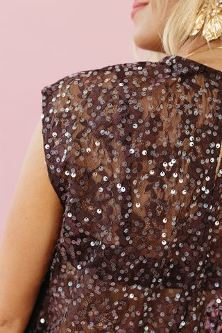 Nikole Floral Sequin Sheer Top