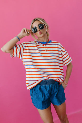 Coralee Stripe Boxy Tee