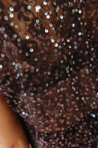 Nikole Floral Sequin Sheer Top