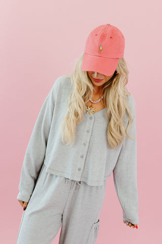 Heather Cardigan + Wide Leg Pant Set in Grey
