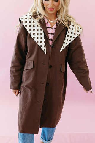 Colette Trench Coat with Polka Dot Contrast