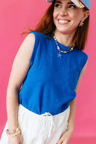 Bergen Knit Tank Top in Cobalt