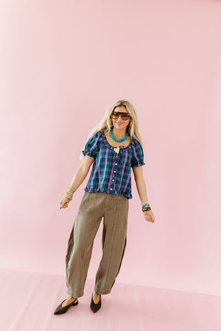 Scottie Barrel Denim Pants in Moss