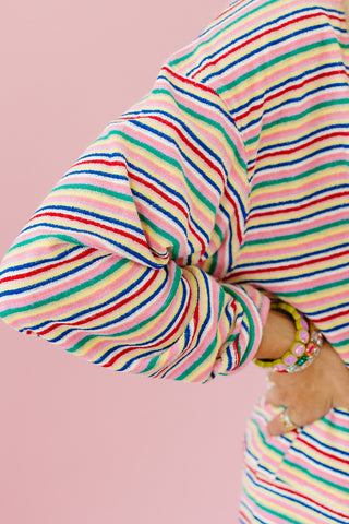 Sammie Multi Colored Pullover in Pink/Cobalt